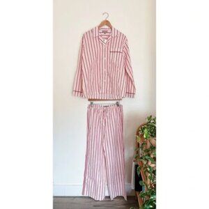 NWT J.Crew Classic Cotton Pajama Set Red & White Stripe - Size S